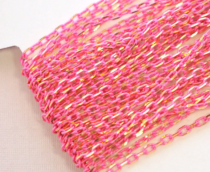 PINK Diamond Cut Cable Link Chain  .  1 yard (3 feet) fch0117