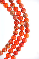 Polished Round ORANGE AQUA TERRA Beads . 10mm gja0010