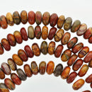 Half Strand Polished Puffed Rondelle PICASSO JASPER Beads . 10x5mm gja0045a