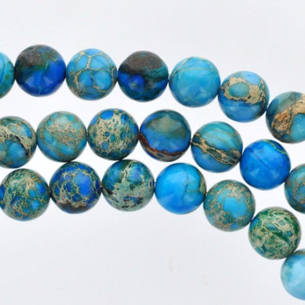 10mm Round BLUE IMPRESSION JASPER Beads, royal blue, dark blue, aqua terra jasper, full strand, gja0068