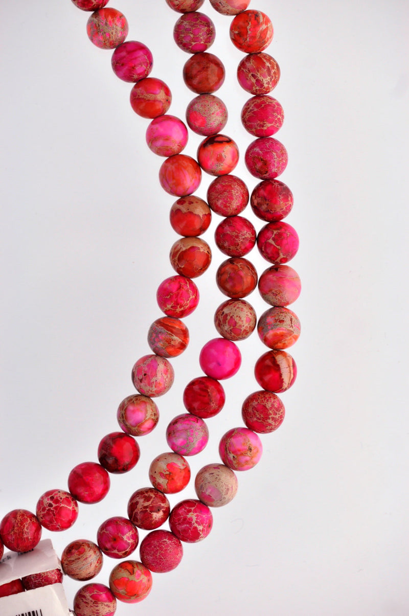 Full Strand Polished Round PINK OCEAN JASPER Beads, Impression Jasper  8mm  gja0007b