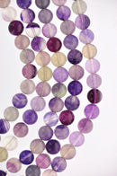 4mm Round FLUORITE Beads, natural gemstones, purple, green, tan, full strand, about 95 beads, gfl0006