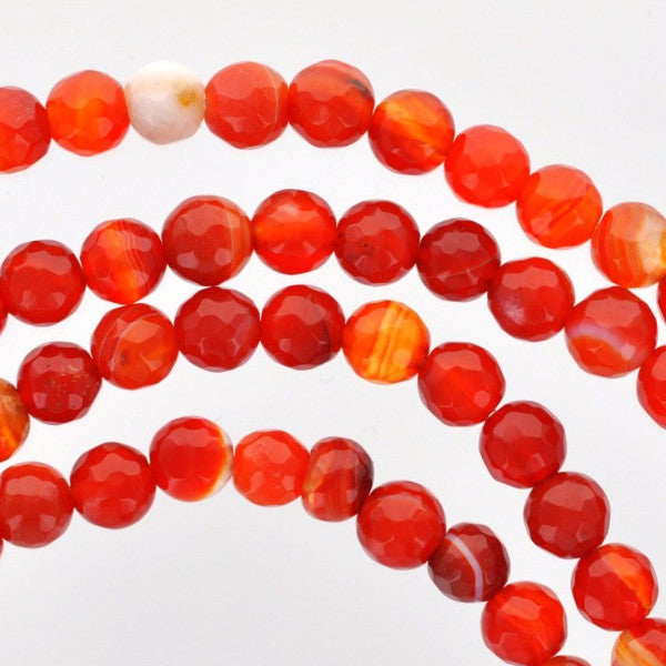 Half Strand Polished Faceted Round RED SARDONYX Beads . 6mm gon0017