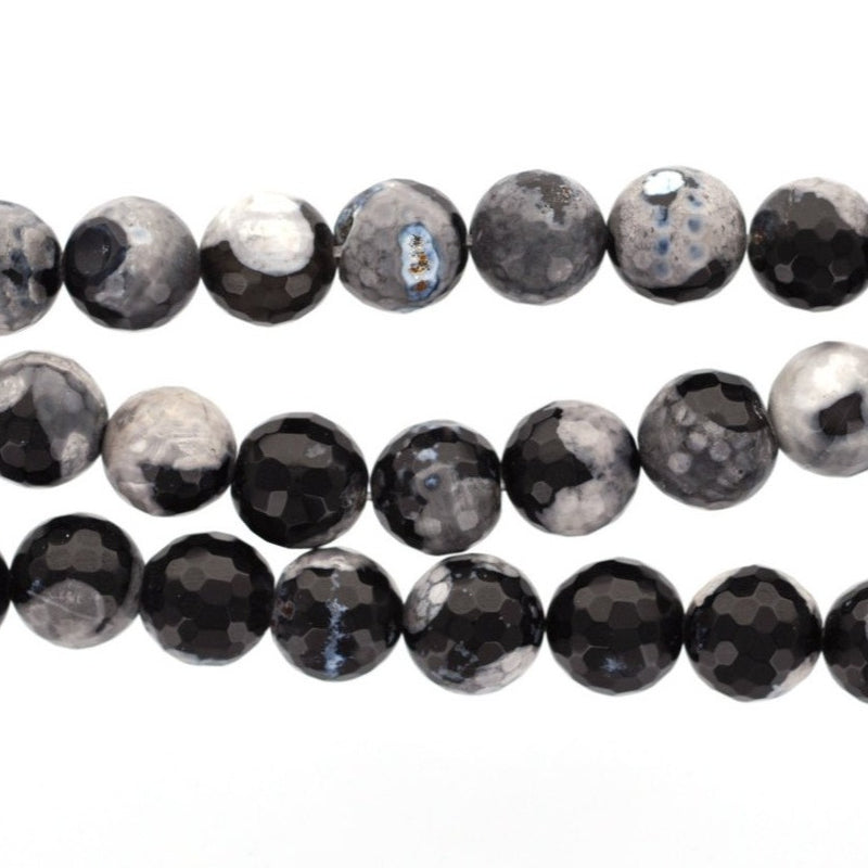 4mm Round TUXEDO AGATE Beads, faceted gemstone agate beads, black and white, full strand, about 95 beads, gag0233