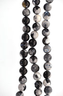 8mm Round TUXEDO AGATE Beads, faceted gemstone agate beads, black and white, full strand, about 47 beads, gag0234