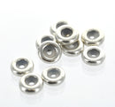 10 Silver Tone RUBBER STOPPER Beads. Fits Some European Style Bracelets and Necklace Chains 10mm  bme0135