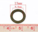 20 Antique Bronze Tone Metal Round ROPE RING Connectors  13mm  (1/2" long) Chb0197a