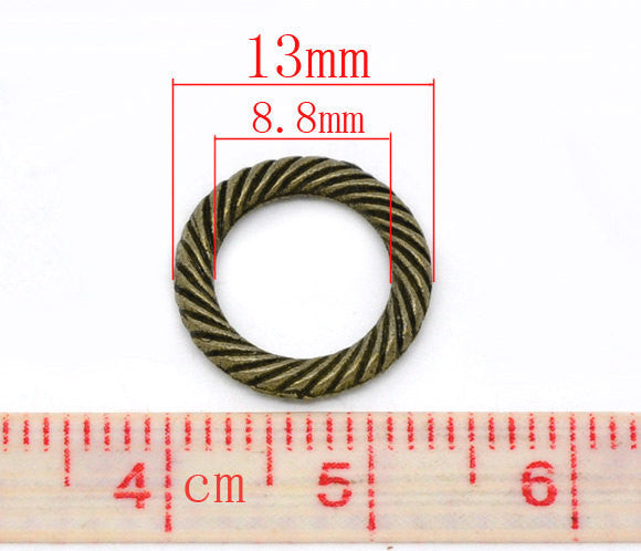 20 Antique Bronze Tone Metal Round ROPE RING Connectors  13mm  (1/2" long) Chb0197a