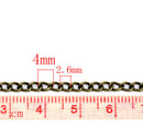 1 yard (3 feet) of Antiqued Bronze Oval Curb Link Chain  .  unsoldered links are 4x3mm  fch0192