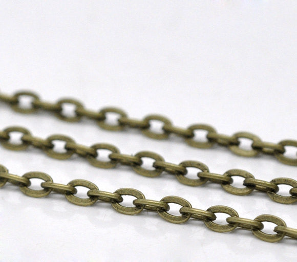 1 yard (3 feet) of Antiqued Bronze Flat Oval Cable Link Chain, unsoldered links are 5x4mm  fch0325a