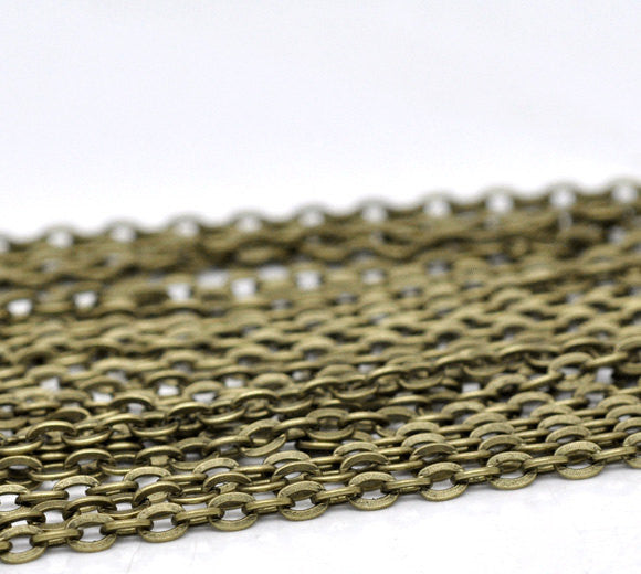 1 yard (3 feet) of Antiqued Bronze Flat Oval Cable Link Chain, unsoldered links are 5x4mm  fch0325a