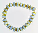 BLUE GREEN PICASSO Faceted Rondelle Czech Pressed Glass Beads . 8X6mm . bgl0159