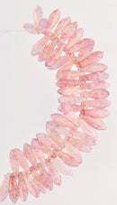 PINK OPAL PICASSO Dagger Czech Pressed Glass Beads . 5x15mm . bgl0161