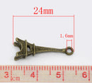 10 Short 3D Antique Bronze Tone Paris France EIFFEL Tower Charm Pendants 24x9mm. Chb0024