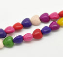 8mm Dyed Howlite GEMSTONE PUFFY HEART Beads in Bright Colors . 1 strand, 50 beads mixed colors . how0032