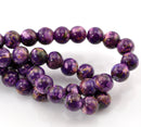 50 Round Glass Beads, purple with copper marbeling, marble pattern, 8mm  bgl0677
