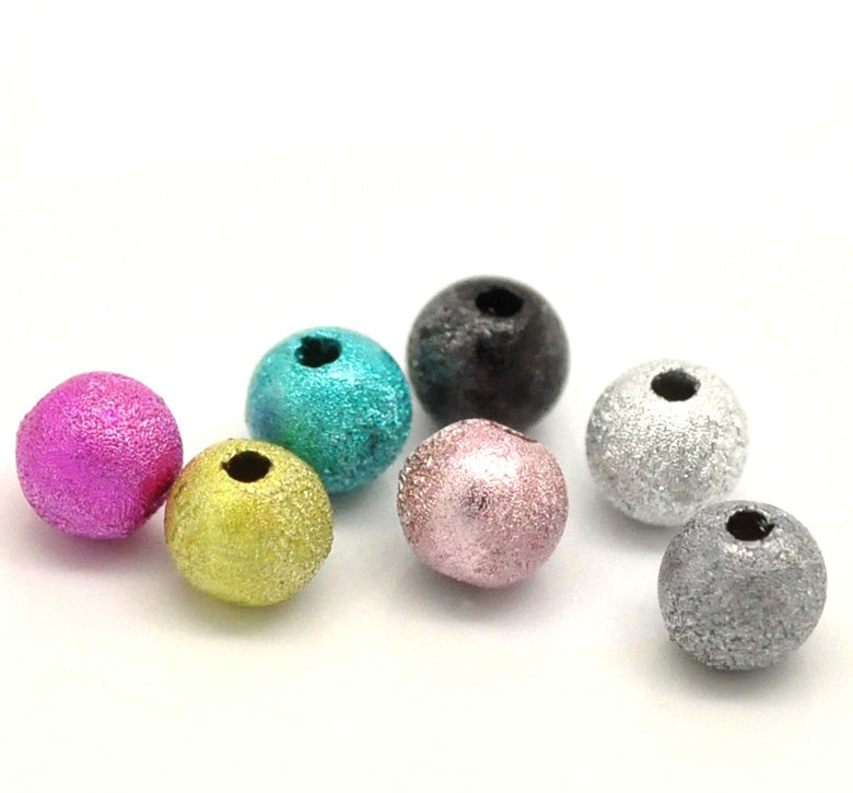 500 Mixed Colors Acrylic Stardust Round Beads  6mm  bac0059