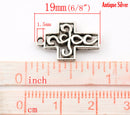 10 Antiqued Silver Pewter Small SCROLL CROSS Charm Pendants . chs0305