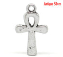 10 Silver Pewter Small EGYPTIAN ANKH Cross Charm Pendants chs0293