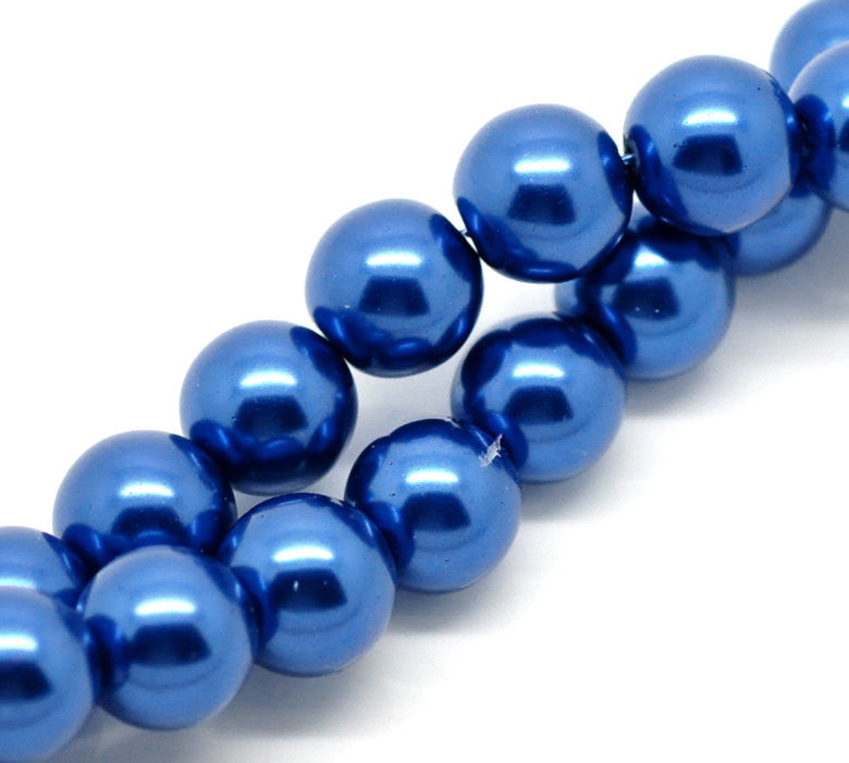 12mm SAPPHIRE BLUE Round Glass Pearls . 30 beads  bgl0272
