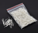 Bulk Package 700 Bright Silver Plated Metal Flat Head Pins 21/22 gauge, 24mm long (1" long) pin0002