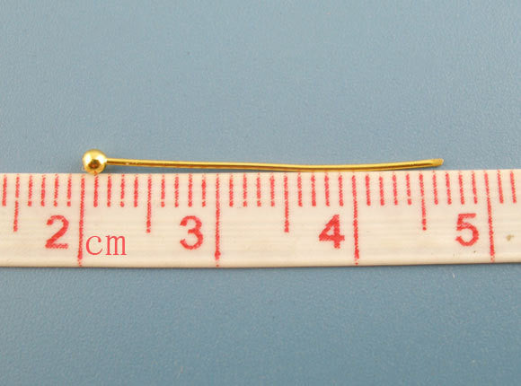 500 Medium Gold Tone Ball Head Pins, 1" long (25mm)  24ga  24 gauge pin0018