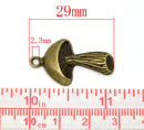 10 Bronze Tone MUSHROOM TOADSTOOL Charm Pendants 29x17mm. Chb0126
