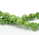 SPRING GREEN Miniature Stone Sugar SKULL Gemstone Beads . 10x8mm . approx 40 beads . carved stone how0155