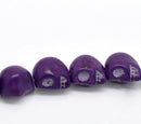 DARK PURPLE Miniature Stone Sugar SKULL Gemstone Beads . 10x8mm . approx 40 beads . carved stone how0152