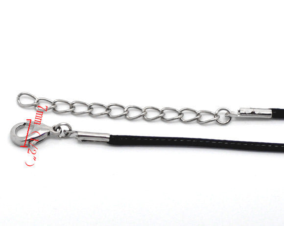 30 pieces Black Lobster Clasp Wax Rope Bracelets . adjustable . 22cm (8-5/8")  fch0058