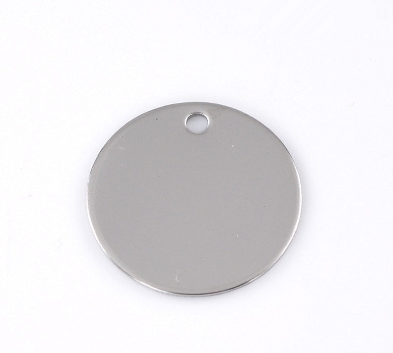 5 LARGE Stainless Steel Metal Stamping Blanks Charms ( 30mm, 1-1/8" ), ROUND DISC Tags, 18 gauge msb0060