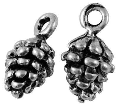 10 Silver Tone Metal PINE CONE Charm Pendants 15x8mm chs0522