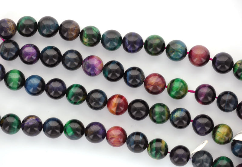 Half Strand RAINBOW TIGER EYE Gemstone Beads . Round 12mm gte0001