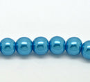 8mm PEACOCK BLUE Round Glass Pearls  50 beads  bgl0450
