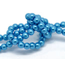 8mm PEACOCK BLUE Round Glass Pearls  50 beads  bgl0450