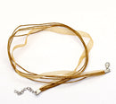 20 TAN Organza Necklace Cords with Lobster Clasp . 17.5" long with 2" extender chain  fch0036
