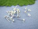 400 (200 Pair) Silver Plated Earring Post with Rubber Stoppers 12mm for pierced stud earrings . bulk package fin0045