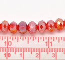 8mm Transparent SIAM RED AB Faceted Glass Crystal Rondelle Beads  16.5" strand  bgl0591b