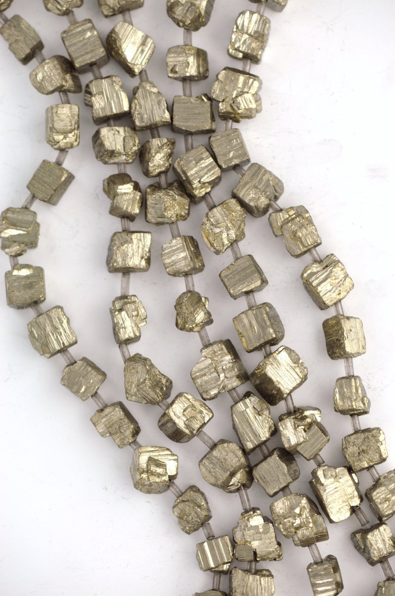 10-14mm Natural PYRITE Fools Gold Gemstone ROUGH CUBE Beads, full strand, about 18-20 beads, gpy0005
