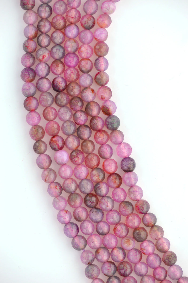 1 Strand Round Dyed Faceted Pale PINK, PURPLE and GREEN Agate Gemstone Beads, 8mm gag0022