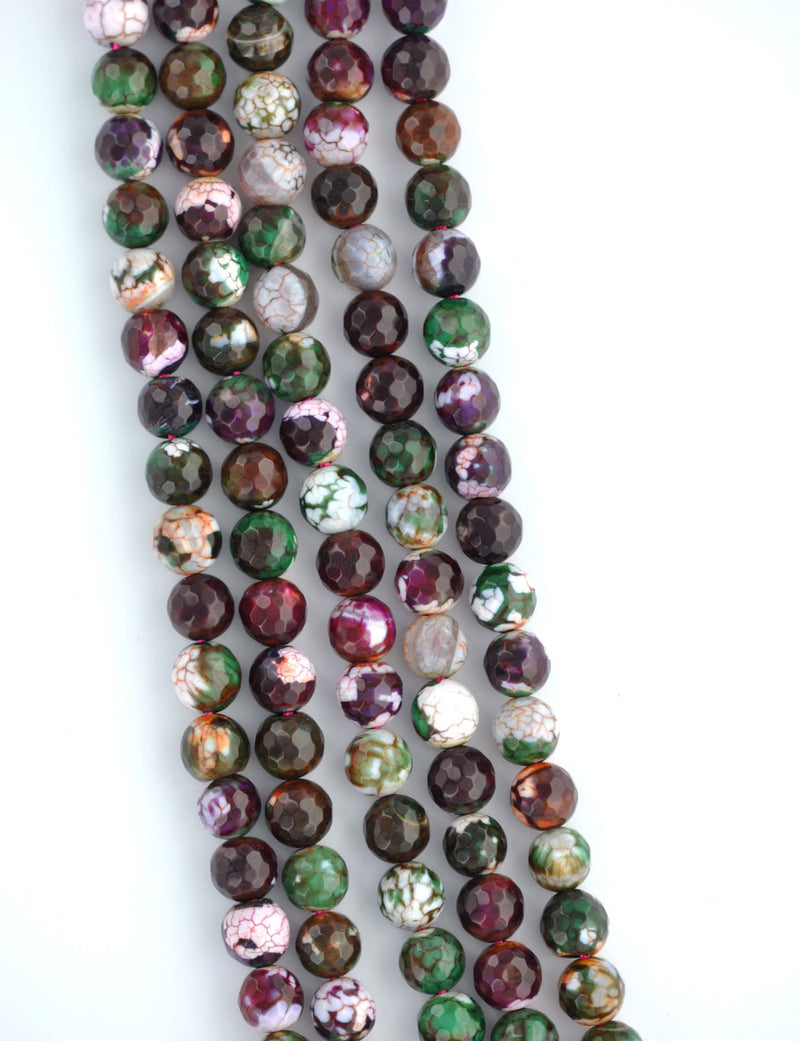 1 Strand Round Dyed Faceted PURPLE and GREEN AGATE Beads, 8mm gag0092