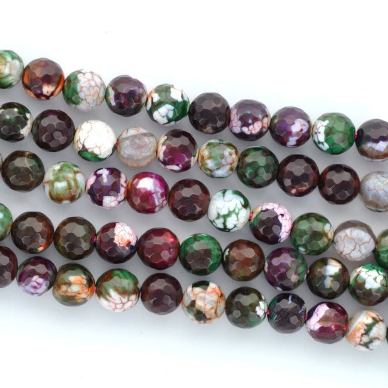 1 Strand Round Dyed Faceted PURPLE and GREEN AGATE Beads, 10mm gag0005
