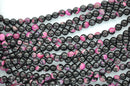 1 Strand Round Dyed Faceted Hot PINK and BLACK AGATE Beads, 10mm gag0095