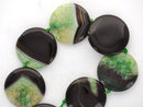 1 pc. Puffed Coin Disc GREEN and BLACK AGATE Focal Bead . 34mm, 1-3/8" diameter gag0018
