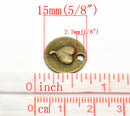 10 Antique Bronze Tone Metal LOVE and HEART Circle Charm Pendants 15mm.  Chb0055
