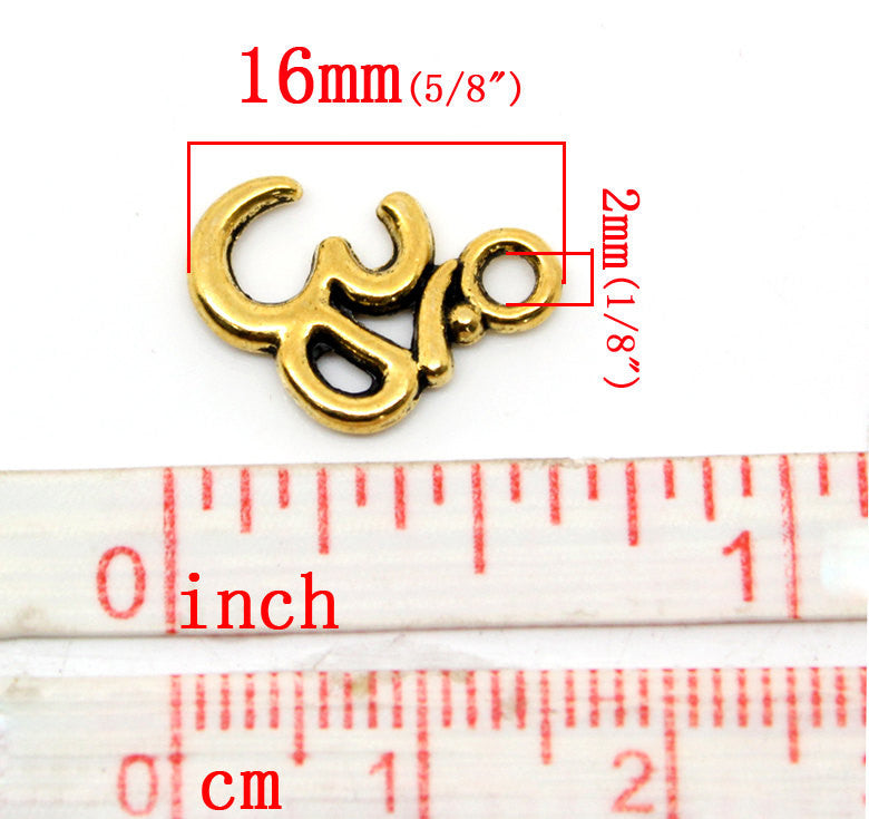 12 Gold Tone OM SYMBOL Yoga Charm Pendants chg0064