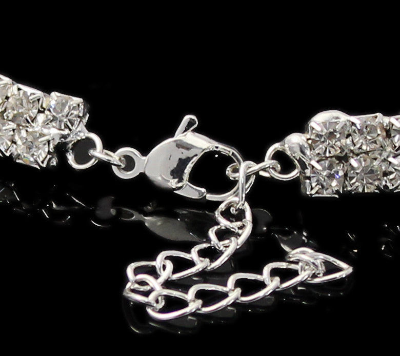 1 Silver Plated Rhinestone Choker Chain, add your own charms . 14.6" length  fch0150