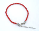 20 RED Leatheroid Bracelet Braided Cords with Lobster Clasp . 8" long plus 2" extender chain fch0020