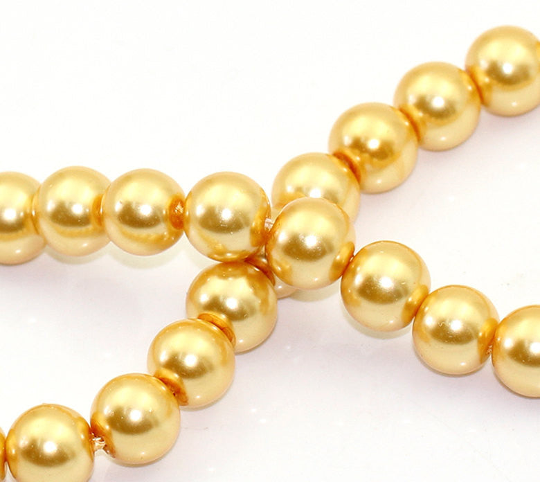 10mm YELLOW HONEYSUCKLE Round Glass Pearls  40 beads  bgl0468