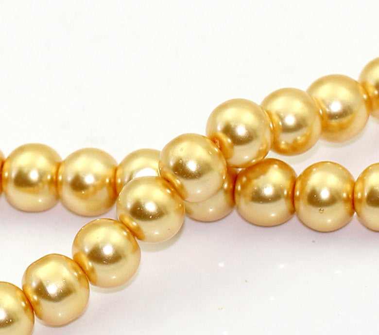 8mm YELLOW HONEYSUCKLE Round Glass Pearls . 50 beads . bgl0434